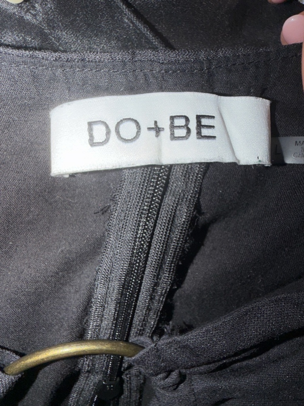 DO+BE Black Ring-Front Wrap Crop Top with Puff Sleeves size large - Picture 7 of 8